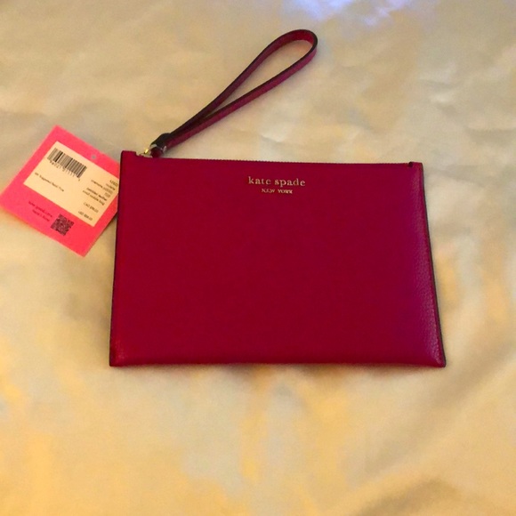 Kate Spade Roulette Pebbled Leather Small Saddle Bag Wristlet Anemone Pink NWT - Picture 4 of 12